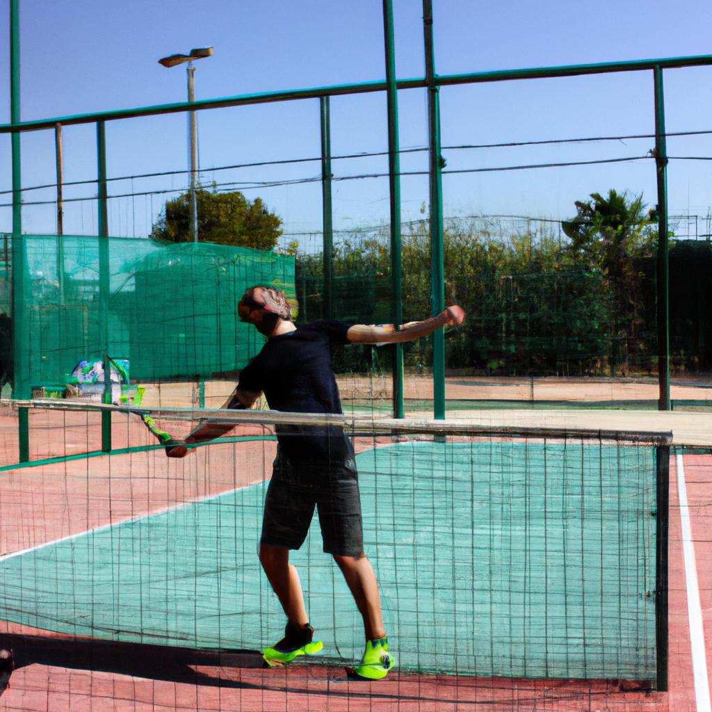 Person playing tennis at club