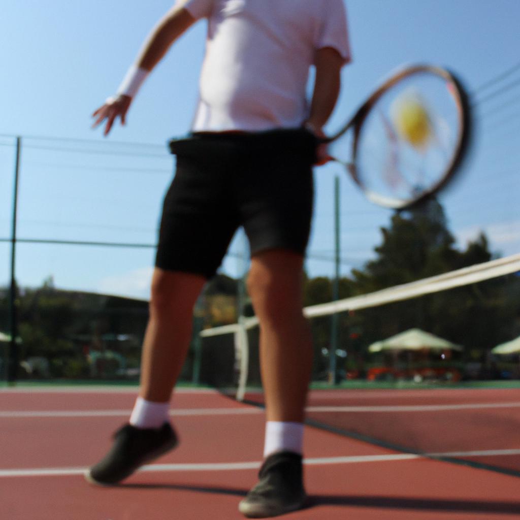 Person playing tennis on court